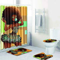 Creative African Culture 4-Piece Bathroom Set – Waterproof Shower Curtain, Non-Slip Bath Mat & Rugs