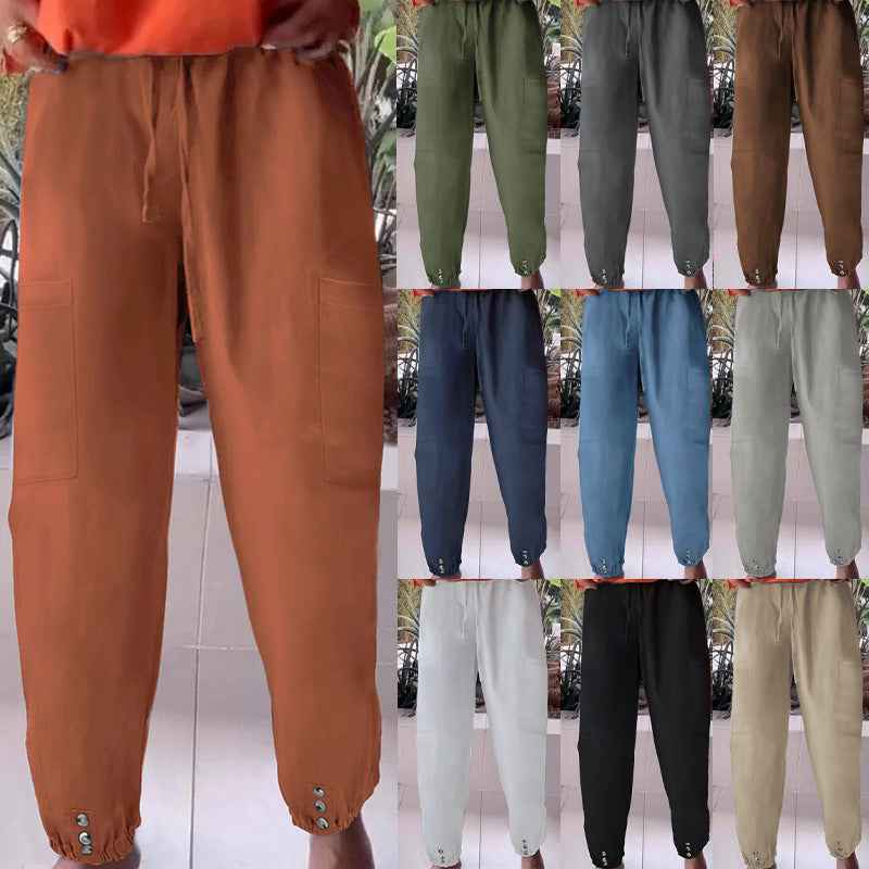 Women's High-Waisted Cropped Wide-Leg Pants - Loose Fit Tapered Trousers