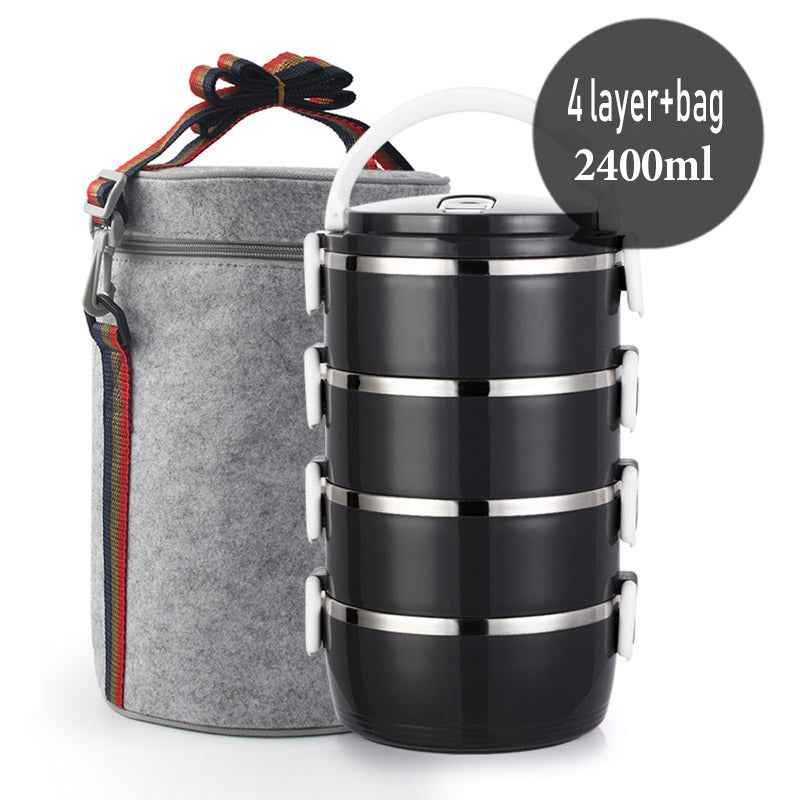 Stackable Stainless Steel 2, 3, or 4-Tier Thermal Bento Lunch Box – Insulated Food Container Set with Lunch Bag & Extra Seals