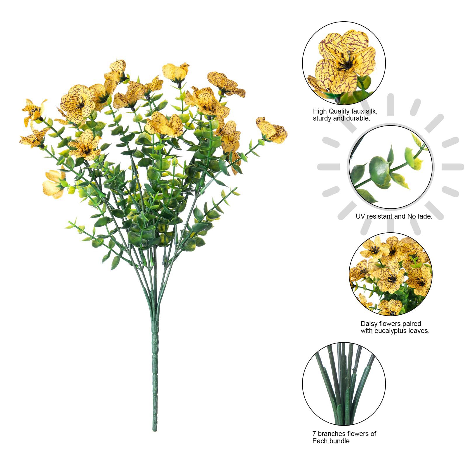 Artificial Outdoor UV-resistant Decorative Colorful Fake Flower, Decorative Bouquet for Home Garden Party Wedding Decor, Artificial Flowers Bouquet Green Plant Plastic Flowers - Shop NCLC