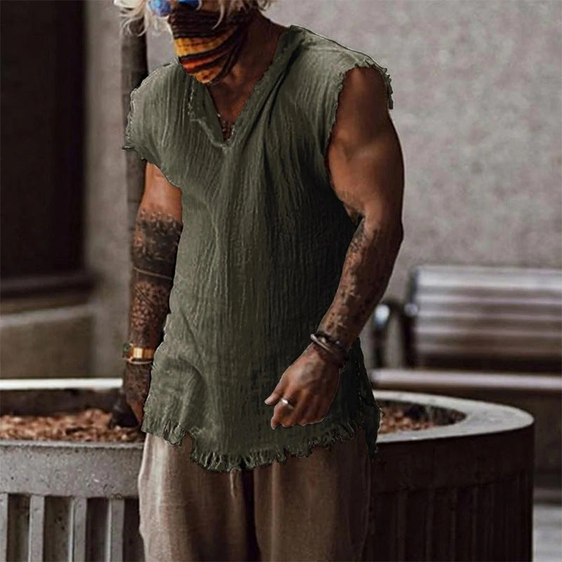 Men's Solid Color Short Sleeve Casual Sleeveless - Shop NCLC