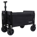 All-In-One Convertible Folding Camping Wagon Cart with Bench Seat, Storage Compartment & Dog Tether (Black/Gray)