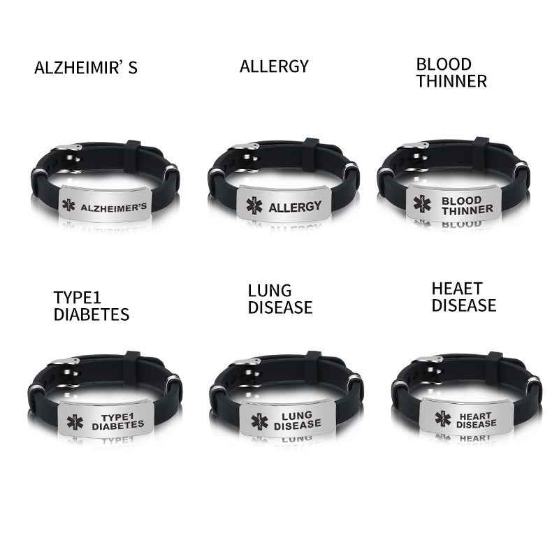 Medical Alert Silicone Bracelet | Waterproof & Custom Engraved ID for Emergencies