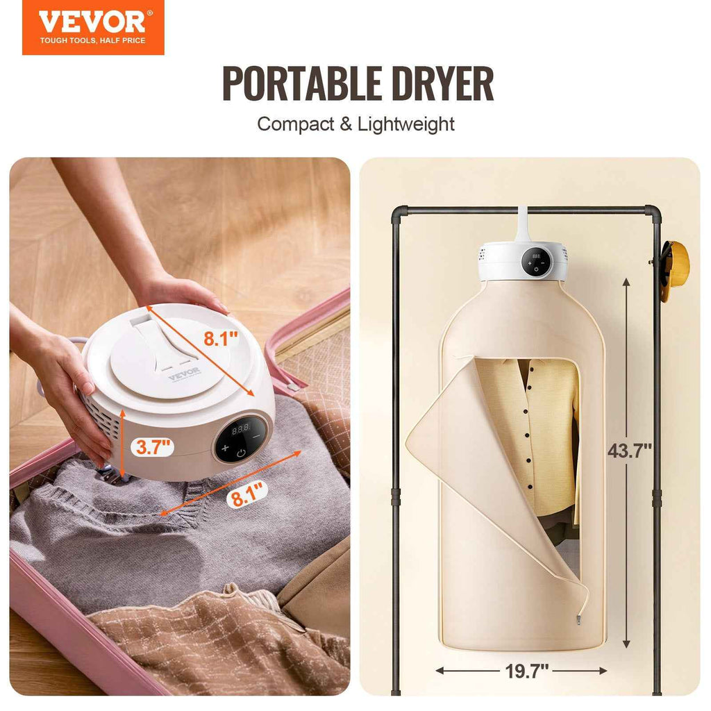 Foldable Portable Clothes Dryer | 600W Mini Travel Dryer with Dryer Bag & PTC Heating