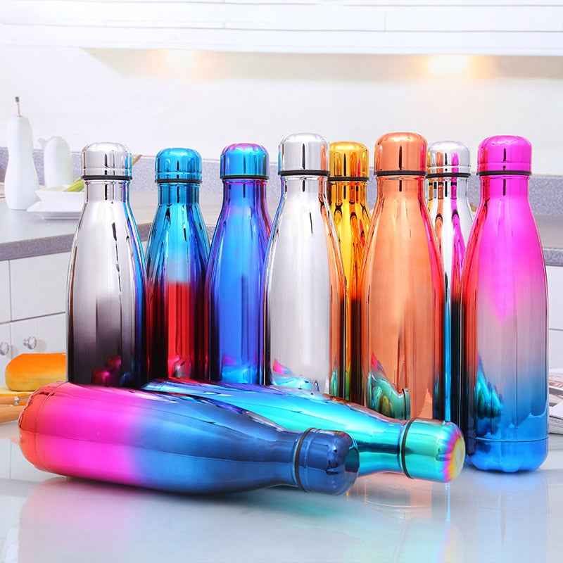 Stainless Steel Water Bottle, Vacuum insulated - BPA Free, 12h Hot & 24h Cold Drinks Bottle, Metal, 17 oz Leakproof, Ideal for Adult, Kids, Running