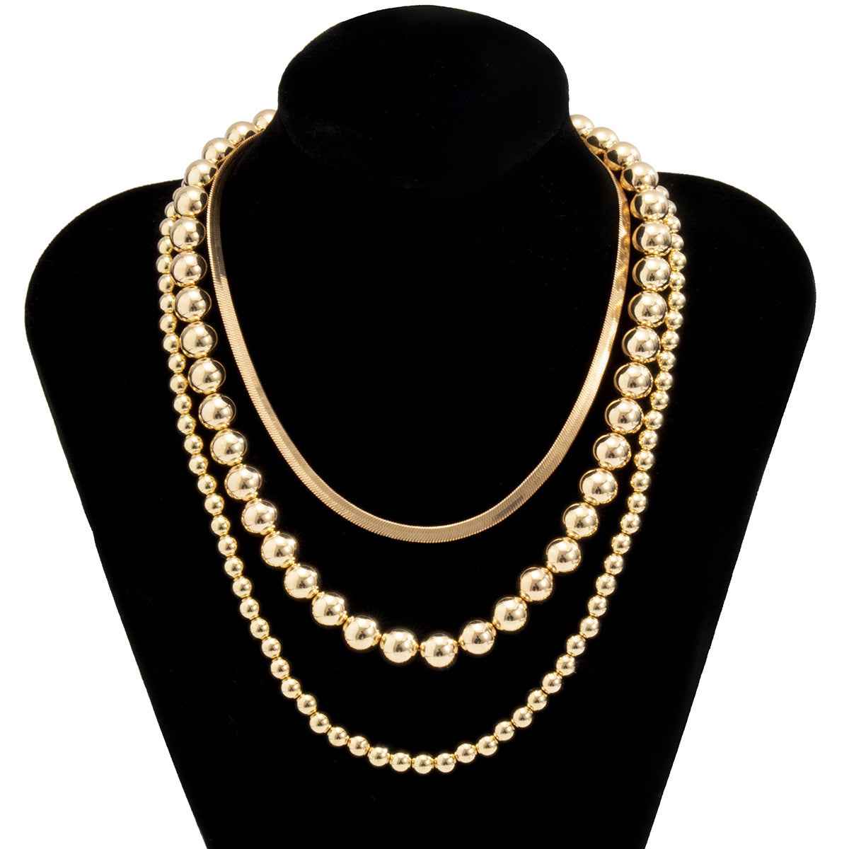 Multi-Layer Beaded Metal Necklace | Statement Gold & Silver Boho Jewelry