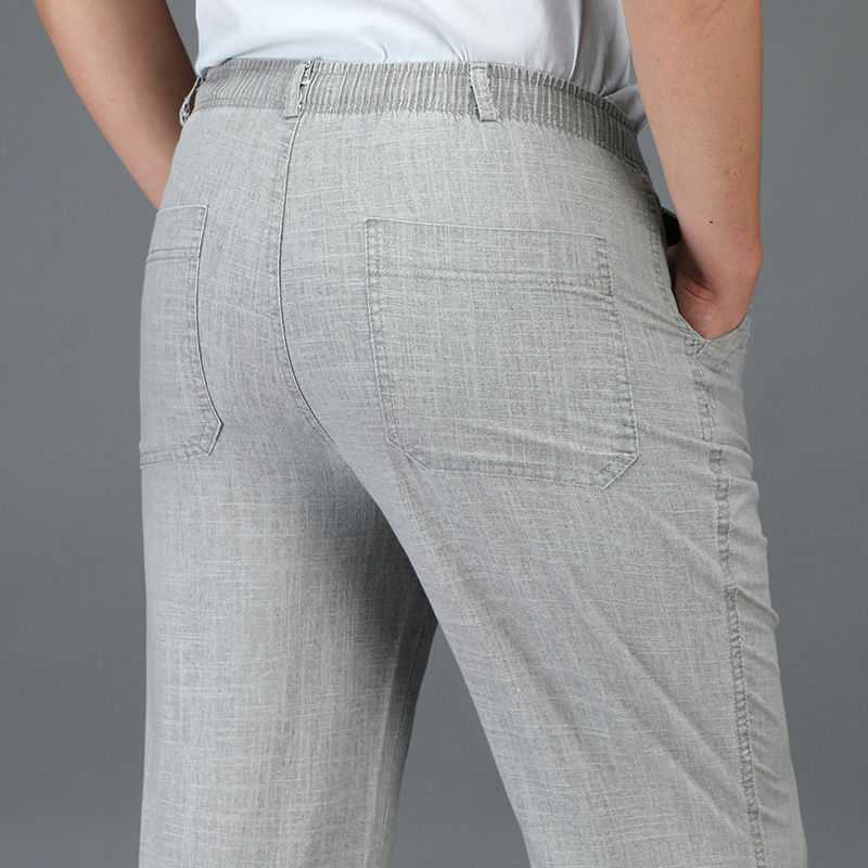 Linen solid color casual pants - Shop NCLC