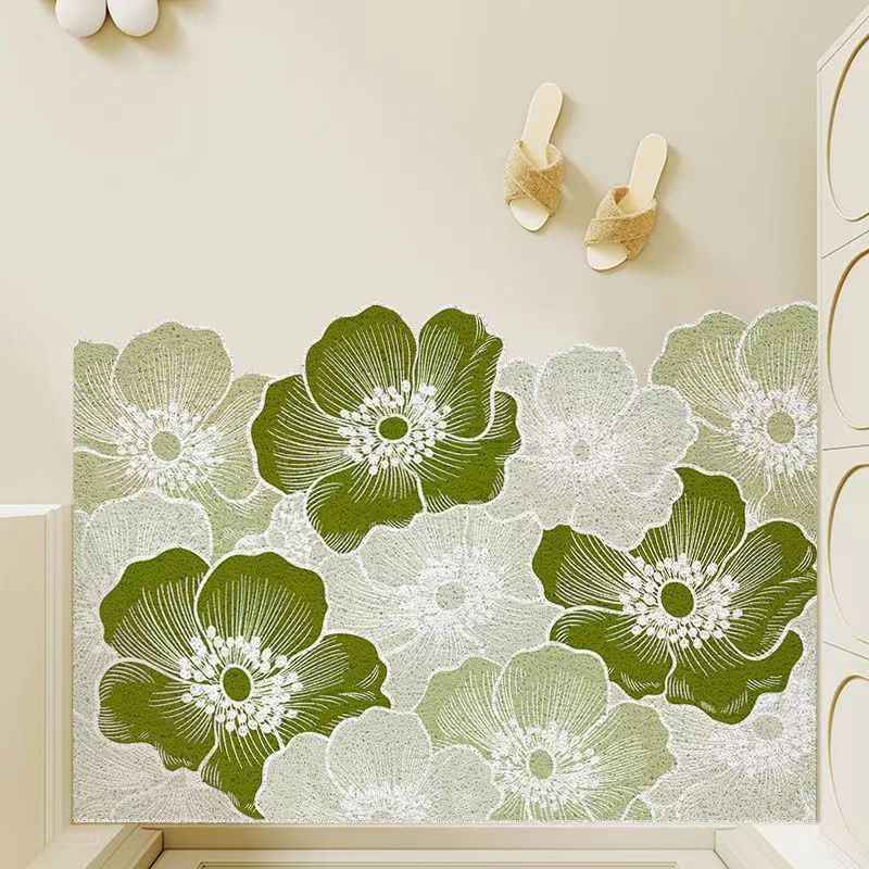 Modern Minimalist Floral Scraper Doormat | Non-Slip Home Entry Mat