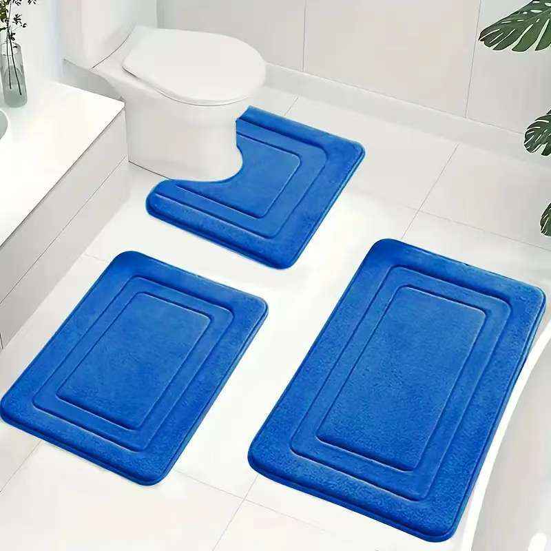 3-Piece Memory Foam Bath Mat & Floor Rug Set | Non-Slip Absorbent Toilet & Shower Mats