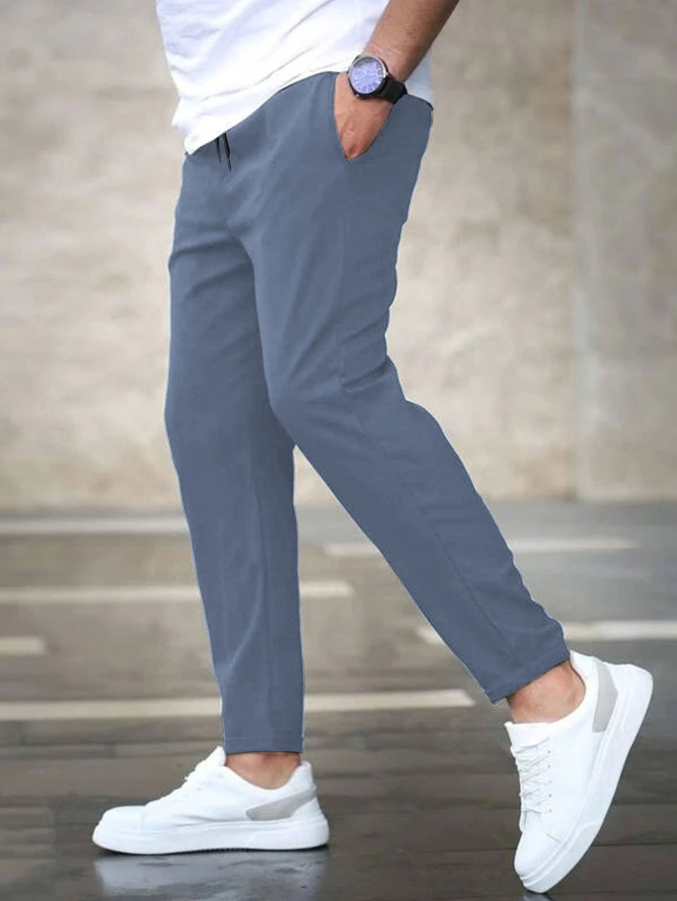Men's Solid Color Casual Cropped Pants - Shop NCLC