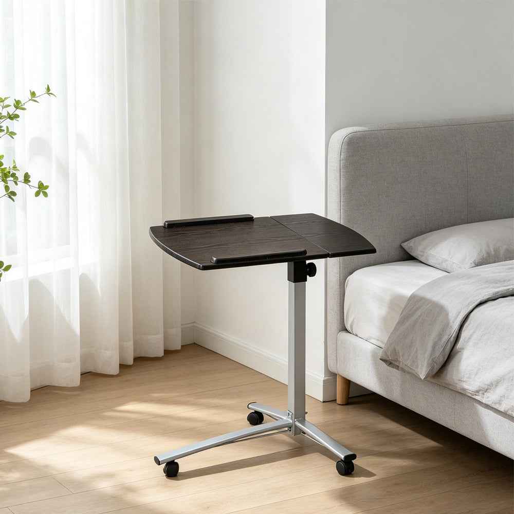 Medical Adjustable Tilt Overbed Table | Rolling Laptop Desk & Bed Tray for Home Care