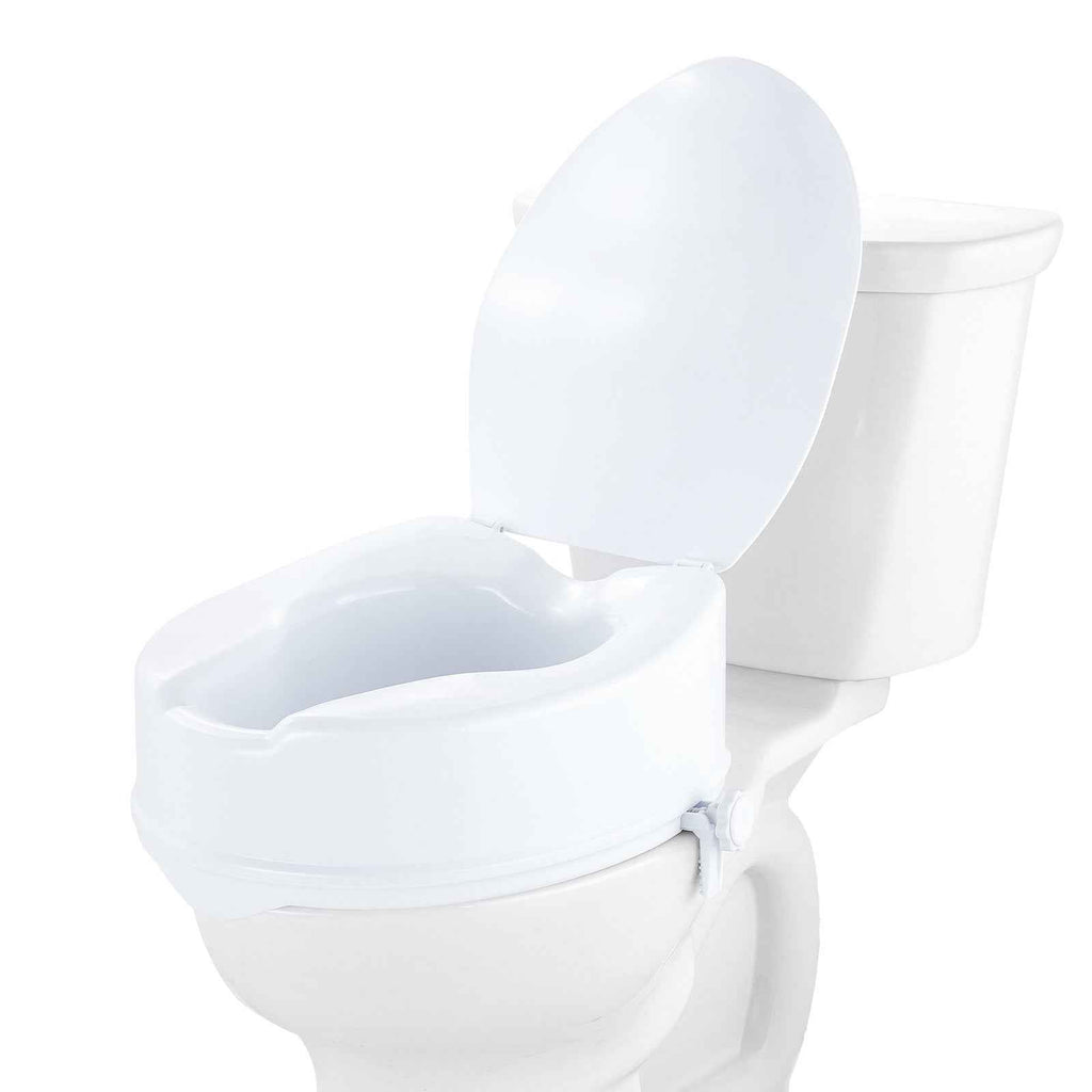 Raised Toilet Seat 5" with Handles - 300 lb Capacity Universal Riser for Elderly