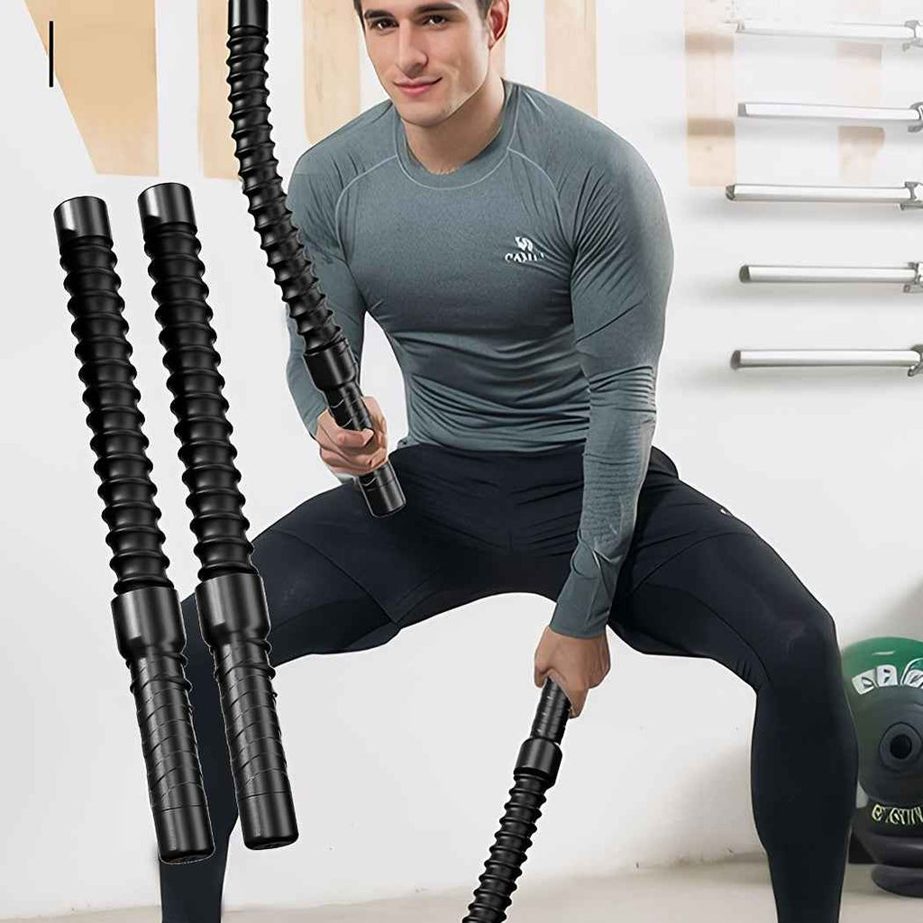 Stainless Steel Wireless Combat 2pcs Training Stick | Universal Rebound Inertia Strength & Muscle Fitness Tool for Home Workout