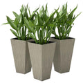 Tall Planters For Outdoor Plants Set Of 3, 28 In Taper Planters With Drainage Holes, Indoor Plant Pots, Front Porch Decor, Grey