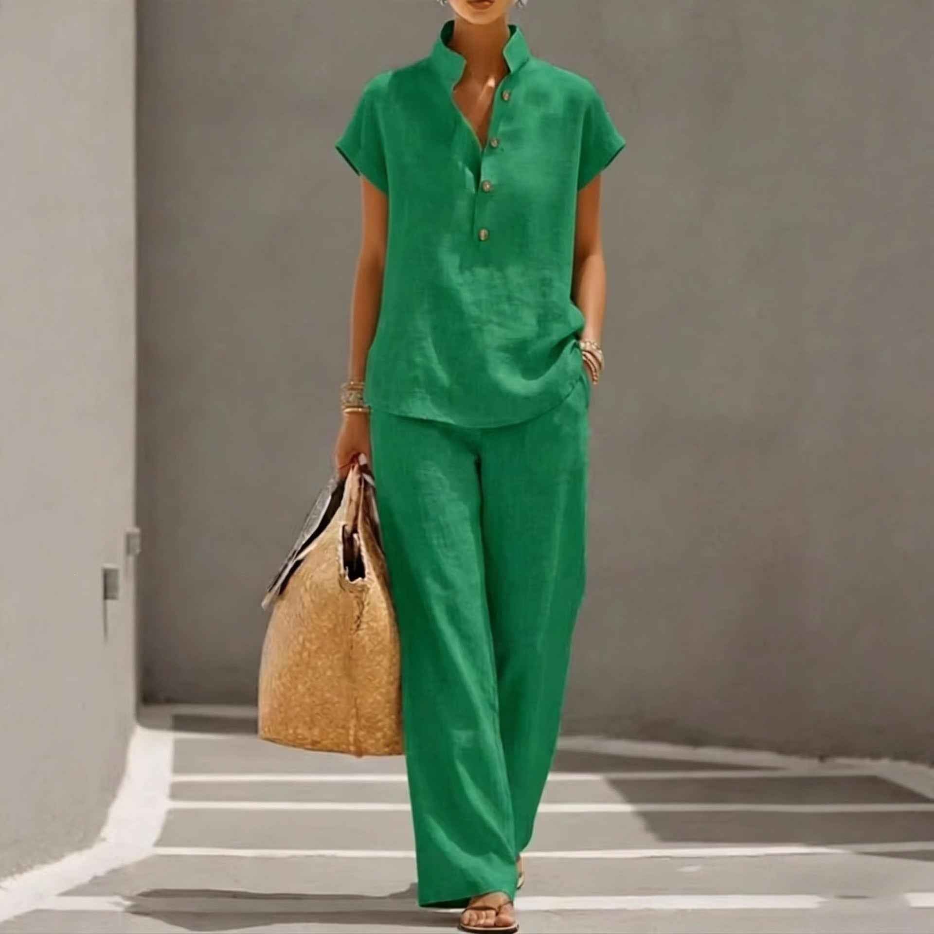 Women's Casual Short-Sleeve Pants Set