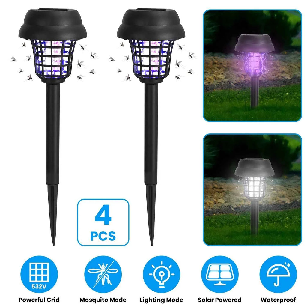 Solar Mosquito Zapper Torches 4-Pack | Outdoor Waterproof Bug Killer & LED Light for Yard, Garden & Patio