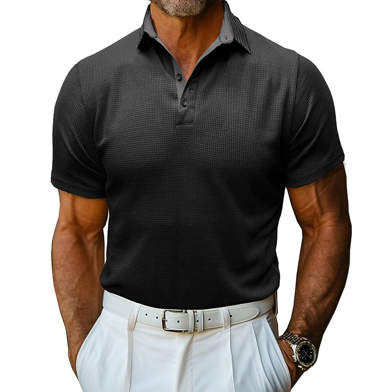 Men's Solid Color Polo Collar Casual Short Sleeve - Shop NCLC