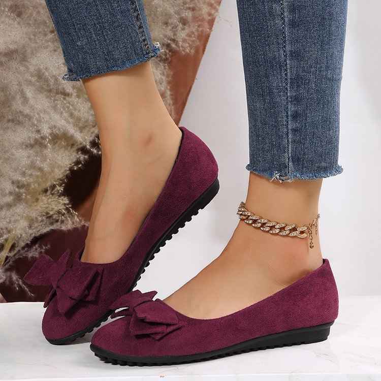 Women's Bowknot Round Toe Ballet Flats - Casual Slip-On Cozy Loafers