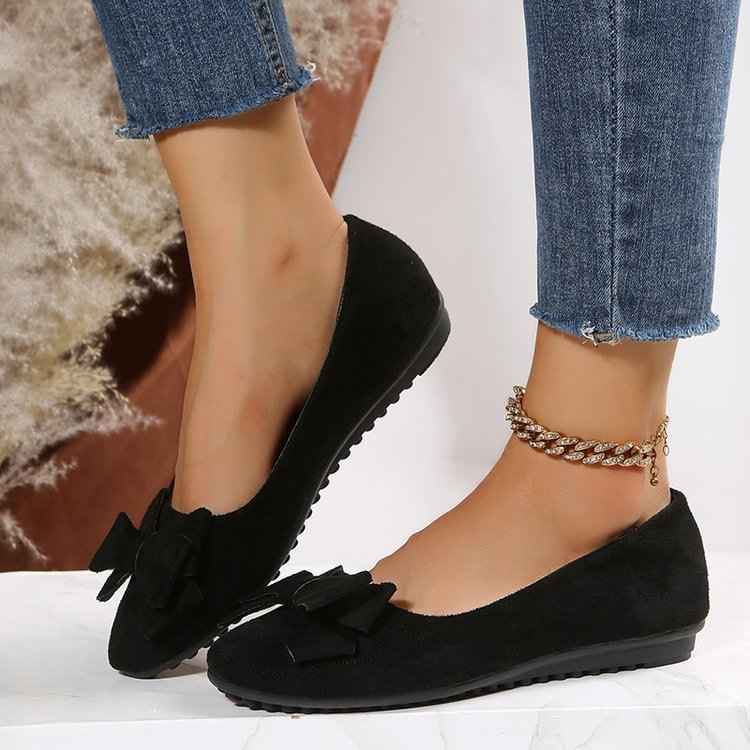Women's Bowknot Round Toe Ballet Flats - Casual Slip-On Cozy Loafers
