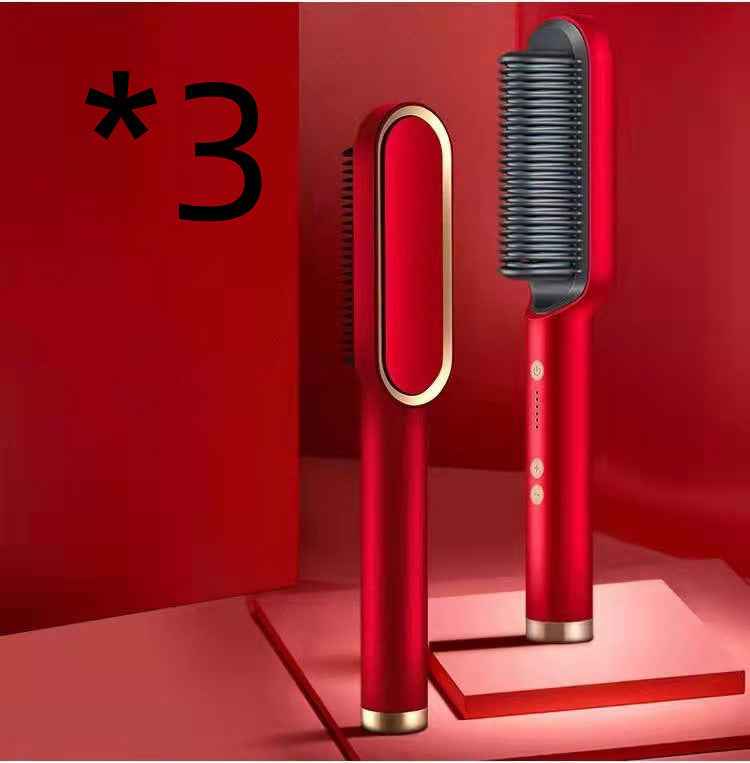 New 2 In 1 Hair Straightener Hot Comb Negative Ion Curling Tong Dual-purpose Electric Hair Brush