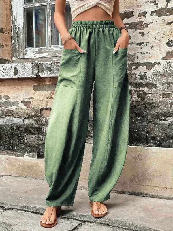 Women's High Waisted Harem Pants | Loose Casual Beach Trousers with Pockets
