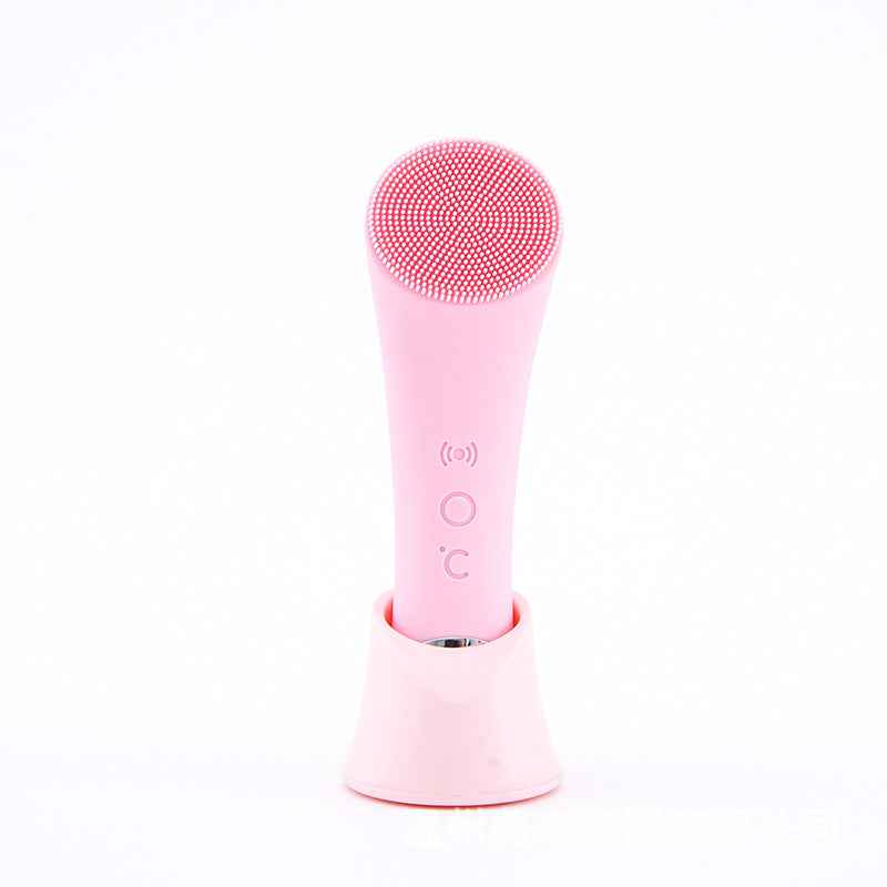 Electric Silicone Facial Cleansing Brush with Sonic Vibration and Thermal Heating