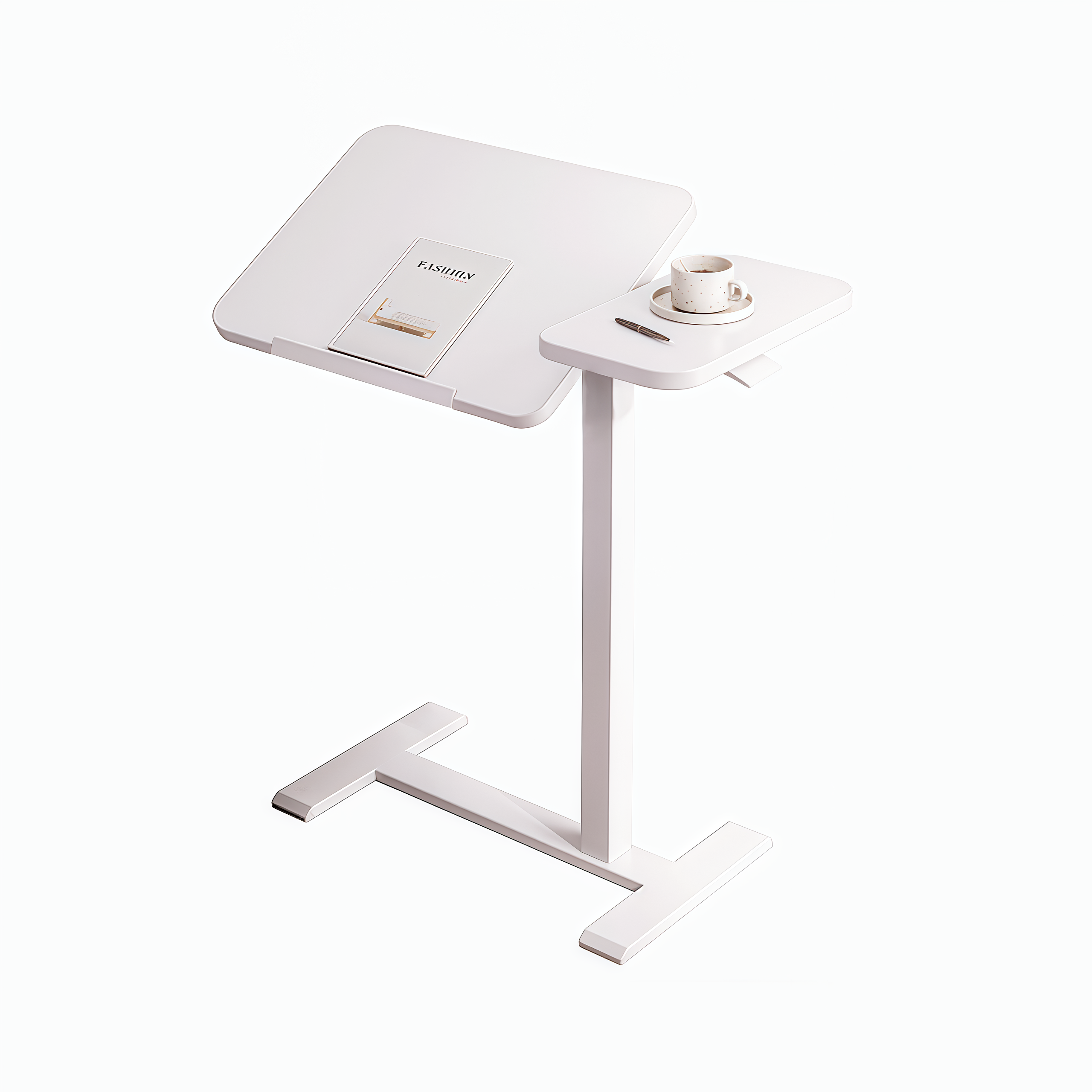 Adjustable Mobile Rolling Overbed Table & Bedside Laptop Stand with Wheels – White