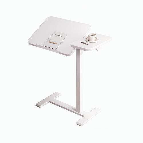 Adjustable Mobile Rolling Overbed Table & Bedside Laptop Stand with Wheels – White