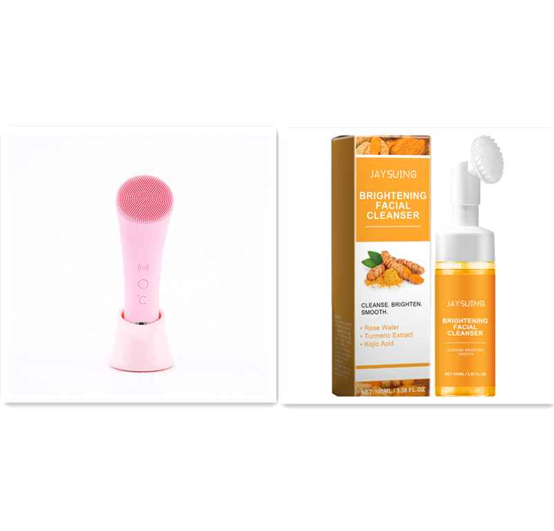 Electric Silicone Facial Cleansing Brush with Sonic Vibration and Thermal Heating