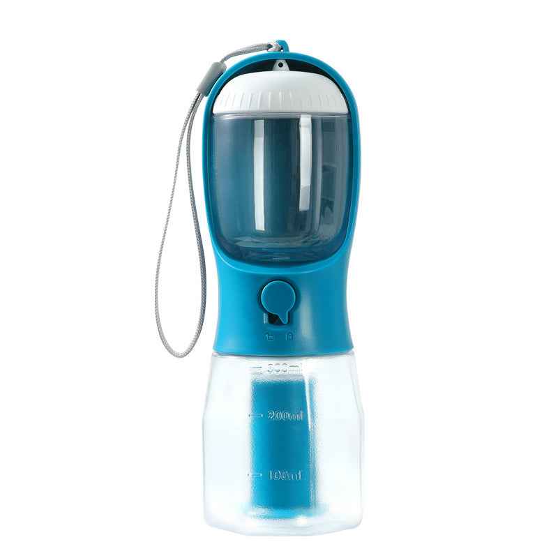 Portable Dog Water Bottle and Food Dispenser with Built-in Waste Bag Holder 3-in-1 – Leak-Proof, Travel Multi-Functional Pet Utility Cup for Walking, Hiking, and Outdoor Use
