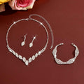 Diamond Rhombus Geometric Necklace Earrings Bracelet Jewelry Set – Sparkling Gold/Silver Finish
