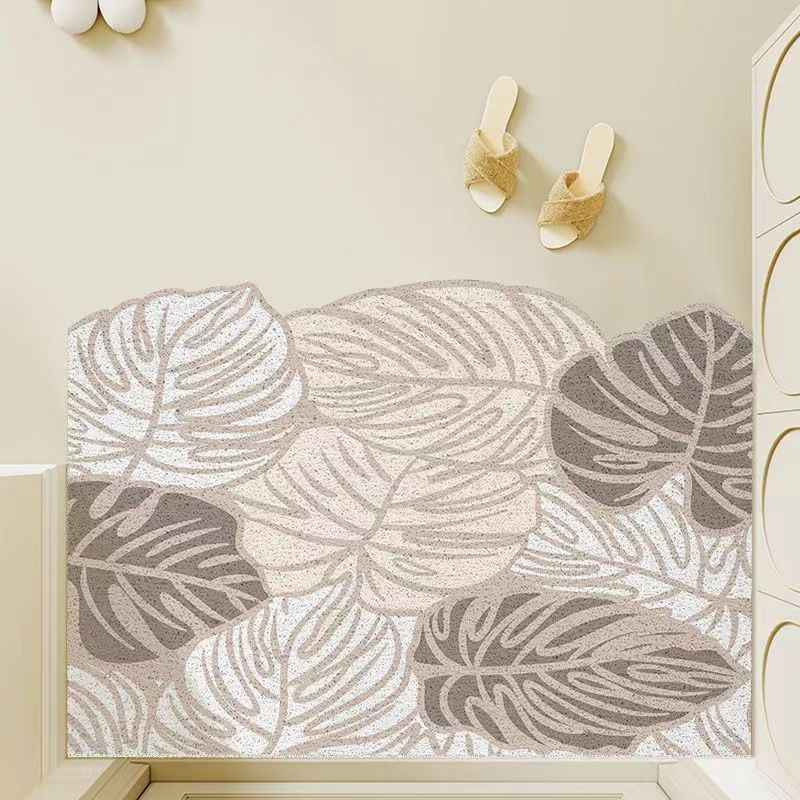Modern Minimalist Floral Scraper Doormat | Non-Slip Home Entry Mat