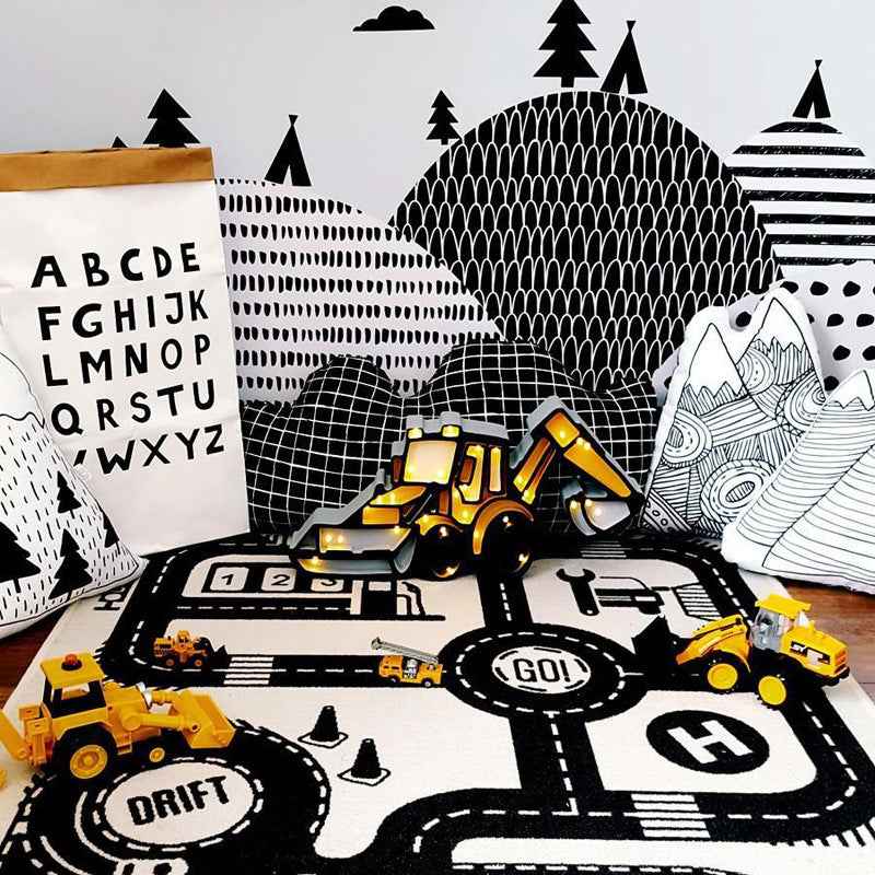 Highway Kids' Play Mat | 100% Cotton Canvas | City Road Map & Toy Car Rug