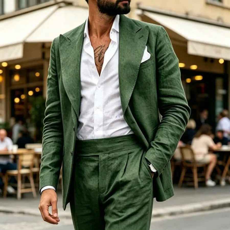 Men's Retro Two-Piece Suit Set | Vintage-Inspired Simple Blazer & Trousers