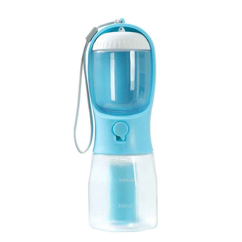 Portable Dog Water Bottle and Food Dispenser with Built-in Waste Bag Holder 3-in-1 – Leak-Proof, Travel Multi-Functional Pet Utility Cup for Walking, Hiking, and Outdoor Use