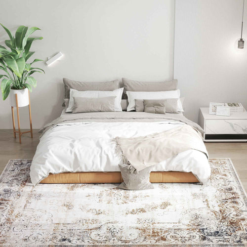 6x9 Boho Area Rug - Machine Washable Non-Slip Brown Bohemian Carpet