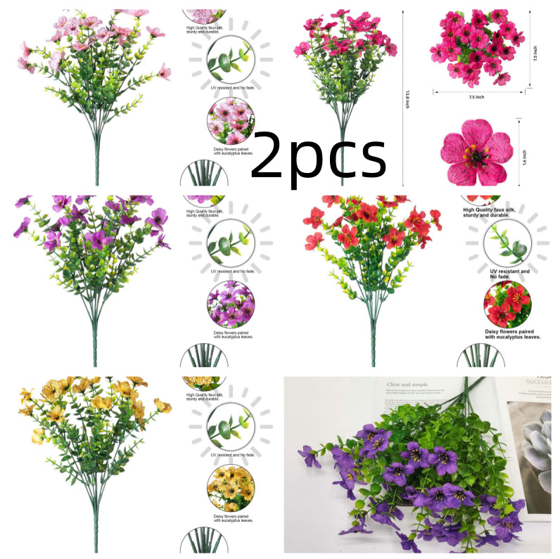Artificial Outdoor UV-resistant Decorative Colorful Fake Flower, Decorative Bouquet for Home Garden Party Wedding Decor, Artificial Flowers Bouquet Green Plant Plastic Flowers - Shop NCLC