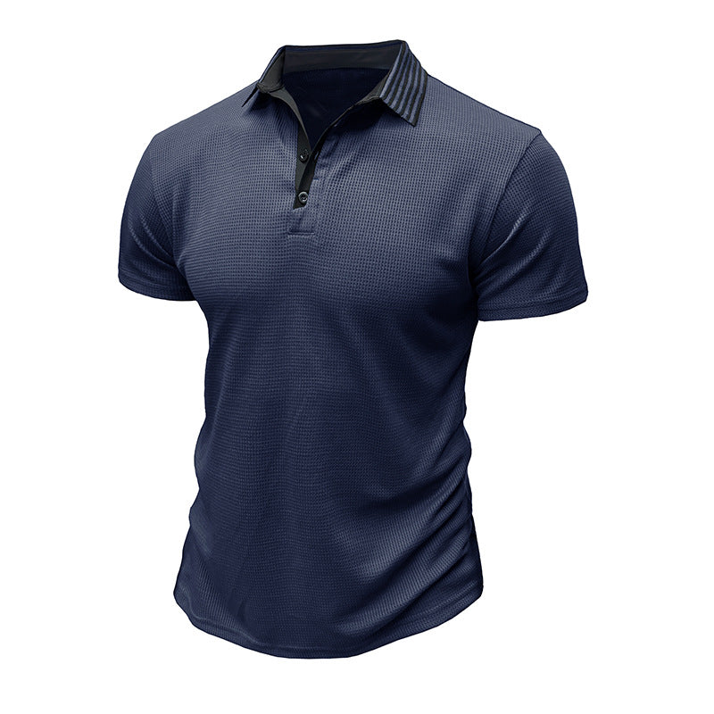 Men's Solid Color Polo Collar Casual Short Sleeve - Shop NCLC