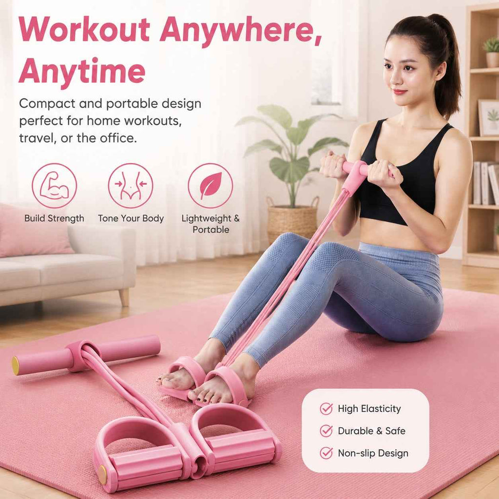 Pedal Resistance 6-Tube Band & Foot Puller for Yoga, Stretching, and Full-Body Strength Training