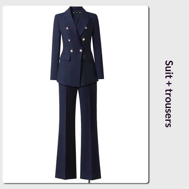 Women's Professional Wide-Leg Suit - 2-Piece Tailored Blazer and Trousers Set