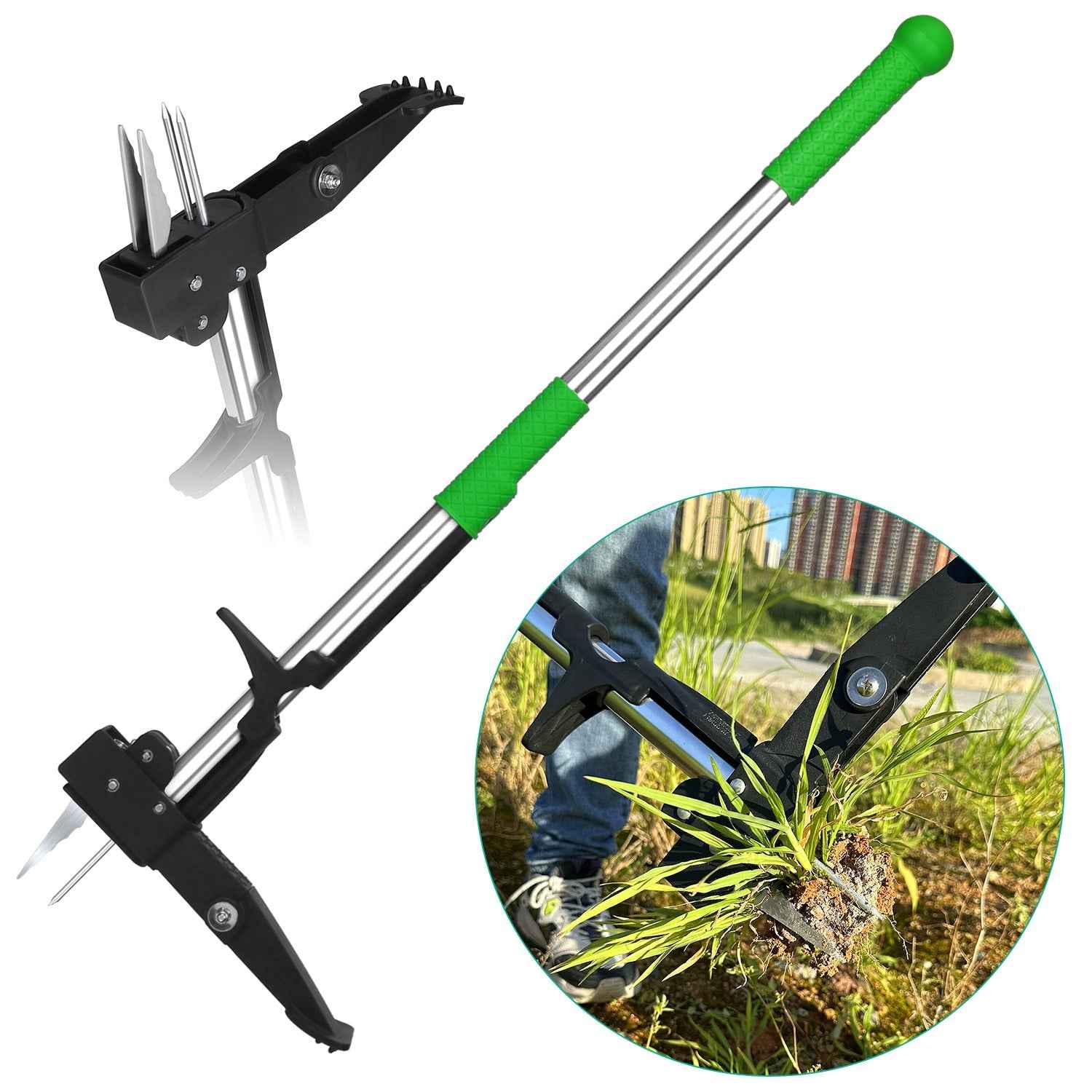 Stand Up Weed Puller Tool with 1Pc 4 Claws – No Bending or Kneeling Manual Aluminum Weeder for Lawn, Garden, and Yard