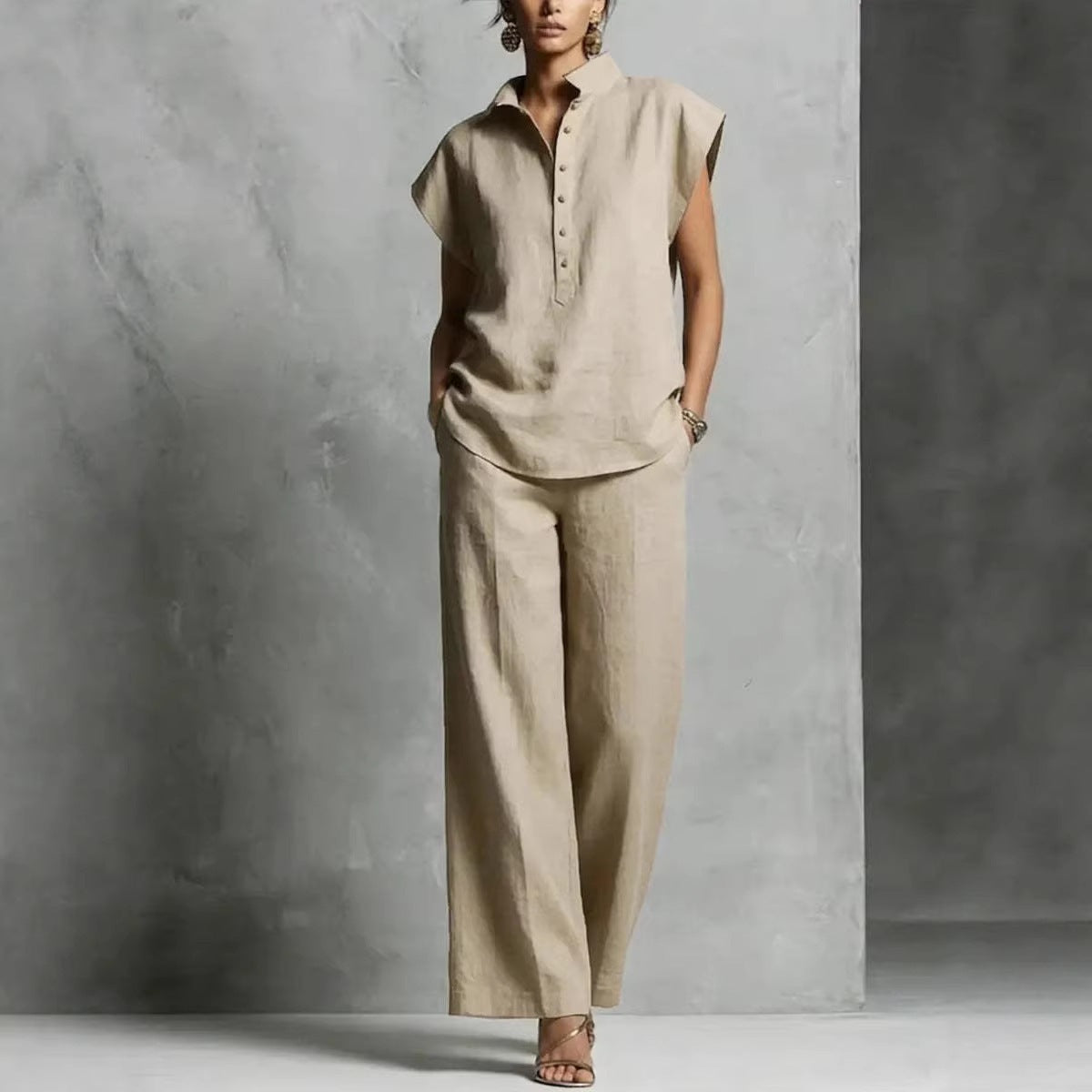 Women's Casual Cardigan Short-Sleeve Pants Set - Shop NCLC
