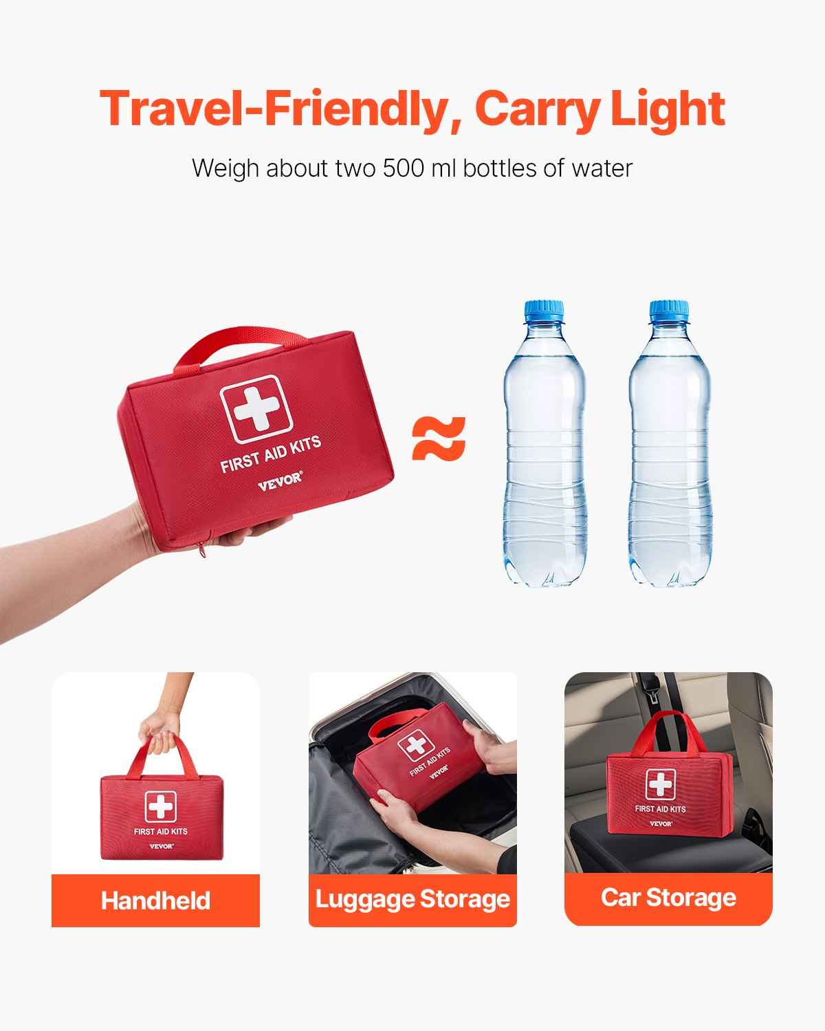 All-in-One 500-Piece First Aid Kit with Durable 600D Nylon Bag