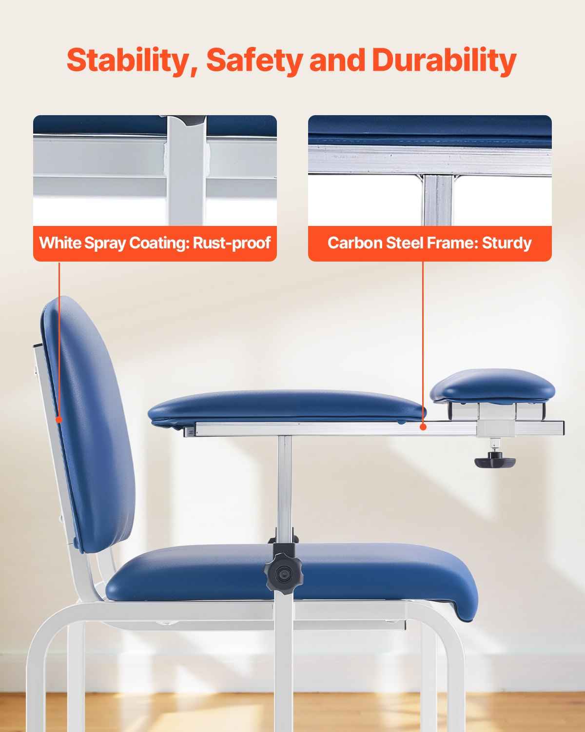 Heavy-Duty Blood Draw Chair with Adjustable Armrests & Flip Arm | Medical Phlebotomy Seating