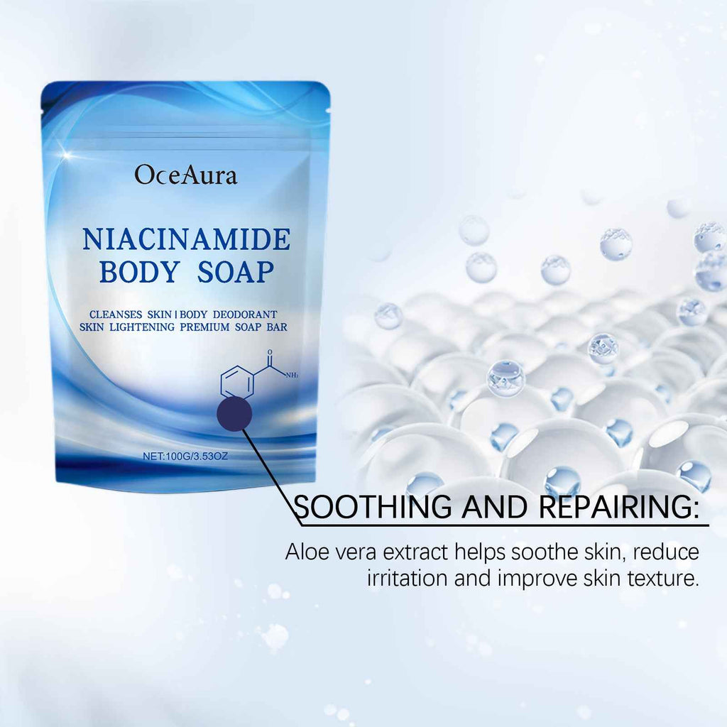 OceAura Niacinamide Brightening Body Soap – Gently Cleans, Moisturizes & Restores Silky, Refreshed Skin (100g)