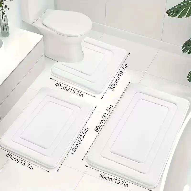3-Piece Memory Foam Bath Mat & Floor Rug Set | Non-Slip Absorbent Toilet & Shower Mats