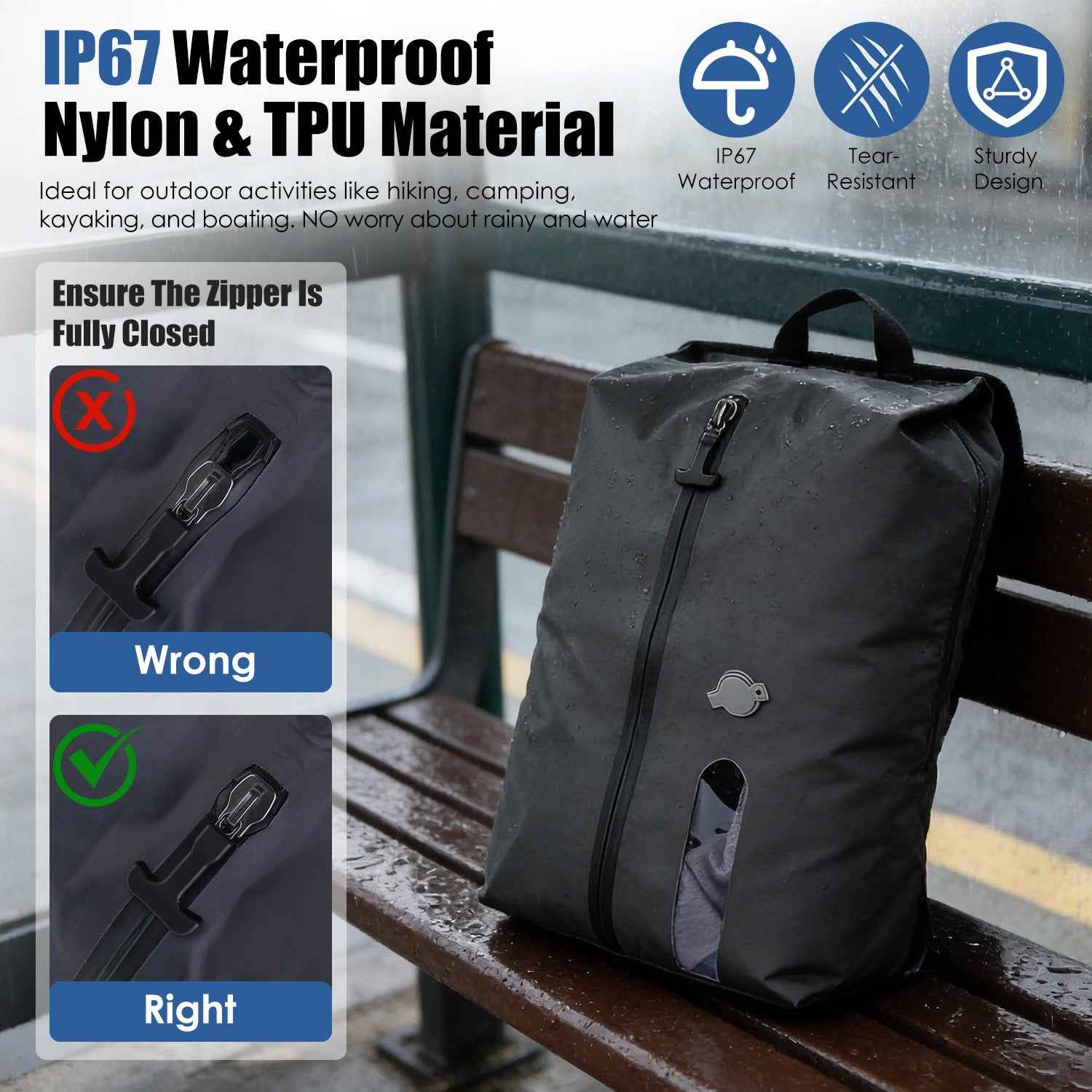 2Pcs 17L Vacuum Bags With Pump Clear Window & Handle | IP67 Waterproof TPU Travel Packing Cubes for Suitcases & Backpacks