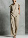 Women's Casual Cardigan Short-Sleeve Pants Set - Shop NCLC