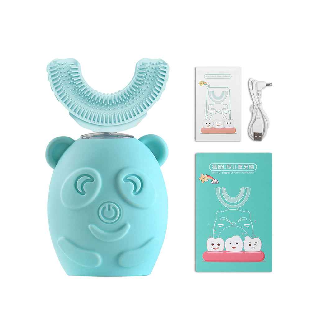 Cartoon Kids U-Shaped Electric Toothbrush | Automatic Sonic Whitening & 360° Deep Cleaning Soft Silicone Brush for Toddlers