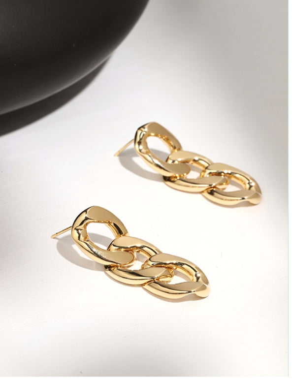 Metal Chain Earrings Circle Women's Cold Wind Simple - Shop NCLC